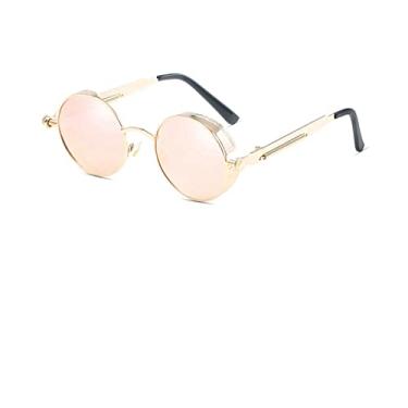 Imagem de Óculos de Sol Gótico Clássico Steampunk Polarizado Masculino Feminino Designer Vintage Redonda Armação de Metal Óculos de Sol UV400,6,Z