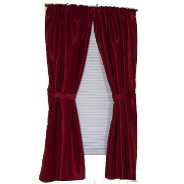 Imagem de Carnation Home Fashions Lauren Dobby Cortina de janela de banheiro, 86 cm x 137 cm, bordô