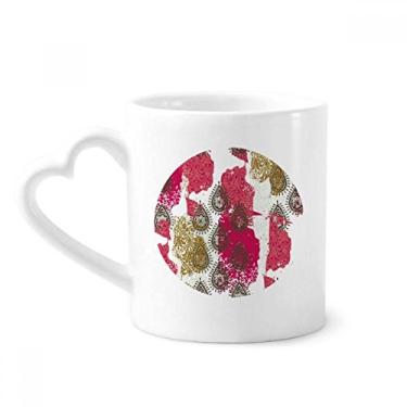 Imagem de Caneca com estampa abstrata de folha de flor amarela vermelha caneca de café cerâmica copo de coração de vidro