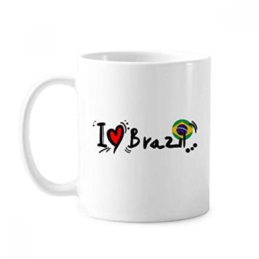 Imagem de I Love Brazil Word Flag Love Heart Illustration Mug Cerâmica Coffee Porcelain Cup Tableware