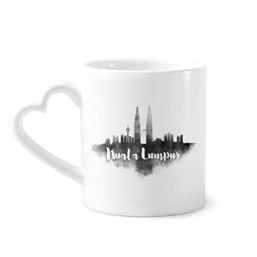 Imagem de Kuala Lumpur Malaysia Landmark Ink City Caneca café cerâmica copo de coração de vidro