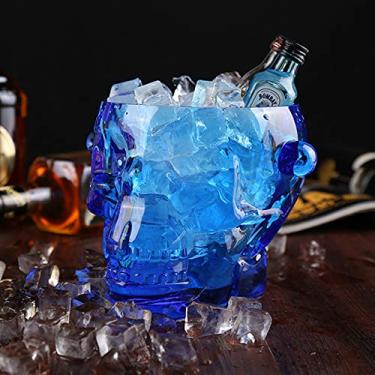 Imagem de Balde de gelo com alças em ambos os lados, balde de gelo de caveira, recipiente pequeno de cubo de gelo, refrigerador de bebida de cerveja champanhe, acrílico