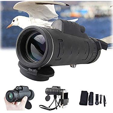 Imagem de 40 × 60 HD telescópio monocular à prova d'água à prova de água de alta potência, visão noturna nítida com suporte para smartphone e tripé ajustável para acampamento de concertos
