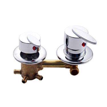 Imagem de Interruptores de chuveiro de 3/4/5 vias, controle de torneiras de sala de latão, acessórios para cabine de mistura, válvula de mistura, painel de entrada de torneira de desviador de água quente e fria, peça de reparo de conversão, cartucho de cerâmica, suporte duplo