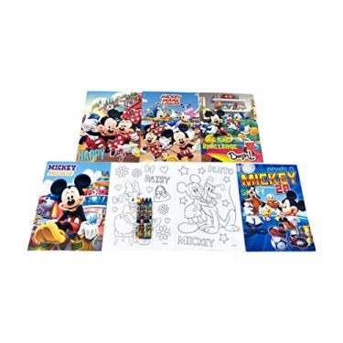 Imagem de Livro de colorir 12 conjuntos de Mickey Mouse da Disney e amigos e conjunto de giz de cera, lembrancinha de festa para crianças