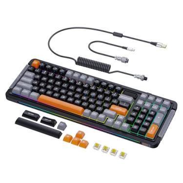 Imagem de ROYALAXE L98: O teclado mecânico sem fio definitivo para uma experiência de digitação superior (Charcoal Gray, Blue Switches,RGB,Hot-Swap)