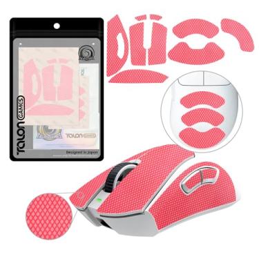 Imagem de TALONGAMES Fita antiderrapante para mouse compatível com Razer DeathAdder V3 Pro Gaming Mouse, absorção de suor da palma, fina 0,5 mm, cortada para ajustar, fácil de aplicar, pele de mouse (rosa)
