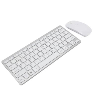 Imagem de Combinação de Teclado e Mouse Sem Fio 2.4G, Teclado e Mouse para PC, Design Fino, Receptor USB Profissional, 78 Teclas para Tablets e Desktops (Prata branca)