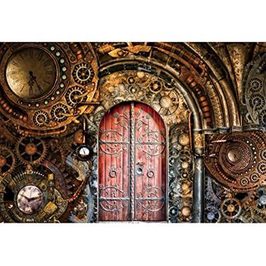 Imagem de YongFoto Pano de fundo retrô Steampunk de 3 x 2,4 m, vintage, metálico, mecânico, bronze, mecânico, engrenagens, porta de metal, fotografia, fundo, nostalgia, estilo, nostalgia, design artístico,