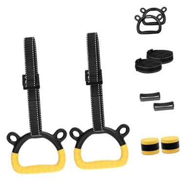 Imagem de Colaxi Anéis de ginástica anéis de ginásio equipamentos de fitness calistenia fita de mão absorvente de suor tiras ajustáveis fivelas puxar para cima anéis, Comprimento Único 2M