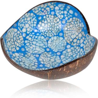 Imagem de Tigela decorativa de coco para doces - tigela de açaí com coração, prato de doces de madeira natural, suporte de tigela para chave para mesa de entrada, recipiente de sobremesa de iogurte e nozes e