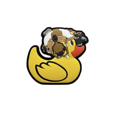 Imagem de Ruoming Ruoming 1 peça de adesivos de pato amarelo gancho e laço de borracha PVC tático desenho militar patch 3D patches