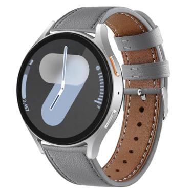 Imagem de DEALELE Pulseiras de substituição de couro impressas de 20 mm compatíveis com Samsung Galaxy Watch 6/6 Classic/5/5 Pro/4/4 Classic/3 de 41 mm/Active 2, 20mm, Couro