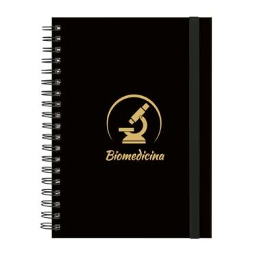 Imagem de Caderno Colegial Plus 1 Matéria Profissões Biomedicina (Preto e Gold)