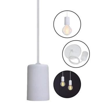 Imagem de Luminaria Pendente Simples Cabo 80cm Branco Vintage Taschibra, Bivolt