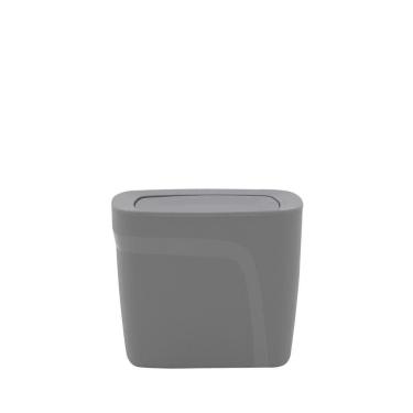 Imagem de Lixeira Tramontina Compact Em Polipropileno Cinza Com Tampa Basculante 6,5 L