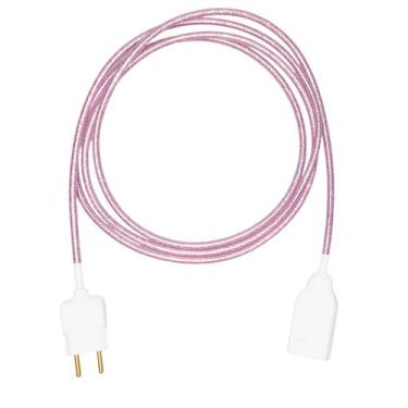Imagem de Extensão Elétrica 2 Metros Pp 2x0,75mm2 Rosa Brilhoso Revestido Tecido