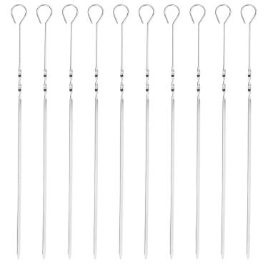 Imagem de Agulha de a?o para placa de churrasco,10 pe?as de a?o inoxid¨¢vel espetos de churrasco agulhas para churrasqueira placa plana placa de agulha espetos para churrasco panelas de acampamento fogueir,