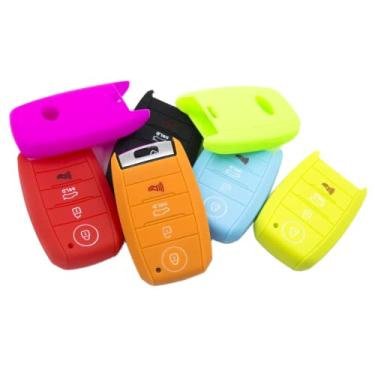 Imagem de Capa de chave inteligente de silicone com 4 botões da LIGHTKOREA, 1 peça para carnaval Kia Soul Sedona Niro Sorento Sportage Rio Forte Optima Cerato Koup (Lime)