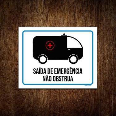 Imagem de Kit 10 Placas Saída De Emergência Não Obstrua - Sinalizo.Com