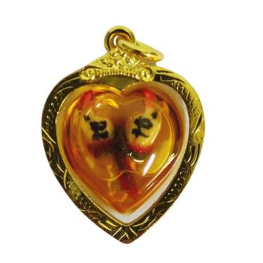 Imagem de MiracleTH6395 Salika tailandesa pássaro mágico casal talismã banhado a óleo pingente banhado a ouro mícron amuleto buda poder rico dinheiro riqueza negócios atração amor amante sorte bênção por Lp