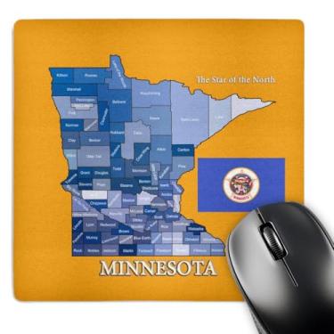 Imagem de Mouse pad 3D Rose"Flag Map and Motto of Minnesota with All Counties Labeled" Acabamento fosco - 20,32 x 20,32 cm - mp_195255_1