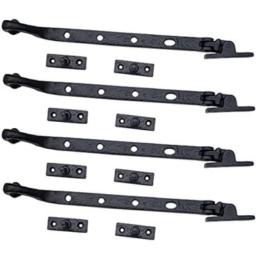 Imagem de Adonai Hardware Estante de batente de janela de ferro fundido antigo "Eluzai" de 25 cm (fornecido como 4 peças por pacote) - Revestimento em pó preto fosco