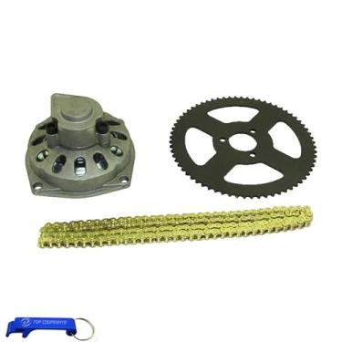Imagem de Caixa de engrenagem de tambor TC-Motor com 6 dentes com corrente traseira de 68 dentes com corrente 25H (136 links) para 2 tempos, 47 cc, 49 cc, bolso mínimo, motocicleta, 4 rodas, quadriciclo, quadriciclo.