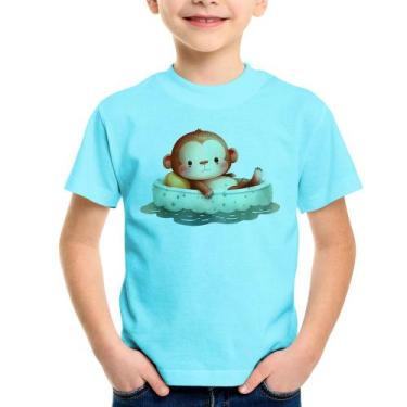 Imagem de Camiseta Infantil Ursinho Bebê Na Piscina  - Foca na Moda, Azul claro,