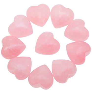 Imagem de Coração esculpido em quartzo rosa natural com propriedades curativas, pedra anti-stress reiki para equilibrar os chakras, da Rockcloud