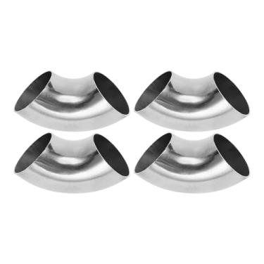 Imagem de Motoforti 4 peças 90 graus mandril curva cotovelo carro modificado tubo de escape tubulação 5.1 cm espessura OD 1,2 mm/18GA 51x120x1,2 mm 304 aço inoxidável tom prata