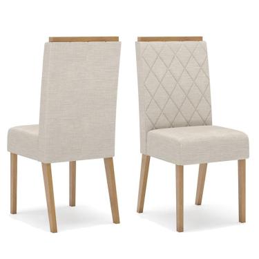 Imagem de Cadeira para Mesa de Jantar Nina Kit 2 Peças Nature Linho - Henn