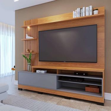 Imagem de Estante para Home Theater e TV até 65 Polegadas com LED Maceió Freijó e Cinza