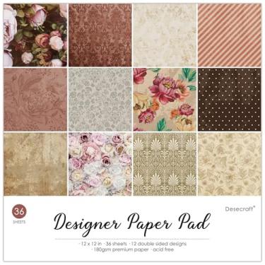 Imagem de Desecraft Vintage Flora 30,5 x 30,48 cm Pacote de bloco de papel dupla face para scrapbook cartolina papel decorativo – 36 folhas – para fazer cartões, agenda, agenda, origami, decopagem, artigos decorativos para scrapbooking