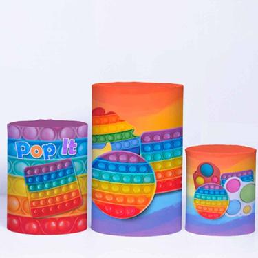 Imagem de Trio de Capa Cilindro para Festa Infantil Veste Fácil C/elástico Popit - Fera Print