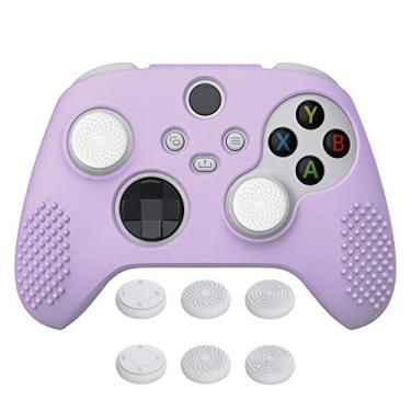 Imagem de eXtremeRate PlayVital Capa de silicone antiderrapante roxa malva 3D edição cravejada para controle Xbox Series X/S, capa protetora de borracha macia para controle sem fio Xbox Core com tampas de