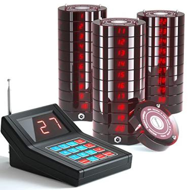 Imagem de Bulipu Transmissor de sistema de chamada de filas de paginação sem fio + 30 peças de porta-copos pagers restaurante