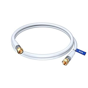 Imagem de Cabo COAXIAL RG6 – Cabo de cobre blindado triplo sem oxigênio para TV, Internet e mais 0,5 m / Branco