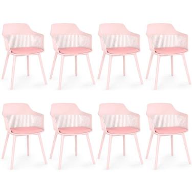 Imagem de Kit 8 Cadeiras De Jantar Estofada Marcela - Rosa