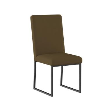 Imagem de Cadeira Para Mesa Jantar Com Base De Ferro Preto - Balaqui Marrom