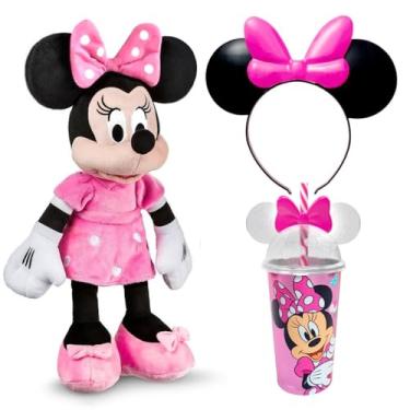 Imagem de Kit Boneca Minnie Rosa Fala Envergonhada 45cm c/Copo e Tiara com Laço Rosa