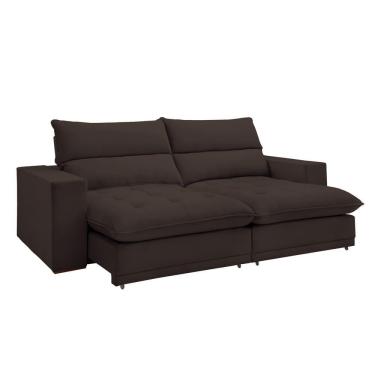 Imagem de Sofá Retrátil E Reclinável Martinho Veludo Marrom 2,10m