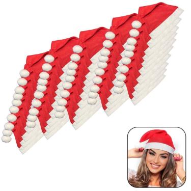 Imagem de Gorro De Natal Papai Noel Vermelho Feltro - 50 Unidades