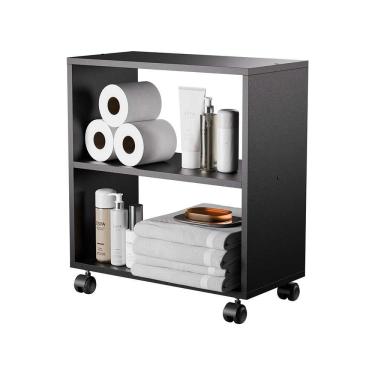 Imagem de Gabinete Organizador Para Banheiro Com Rodinhas 50cm Preto