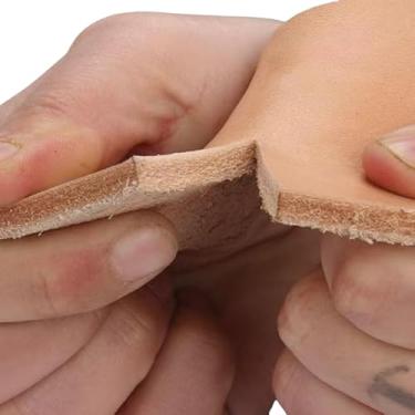 Imagem de Folha de couro curtido vegetal premium, cor bronzeada natural, material de artesanato (marrom, 15 x 15 cm)