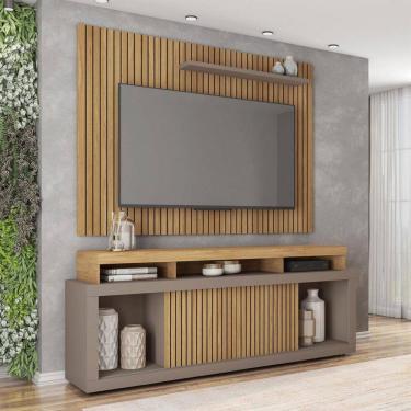 Imagem de Rack com Painel para TV Até 70 Polegadas Puerto Buriti/Marrom Claro - Pnr Móveis