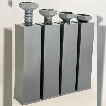 Imagem de Kit 28 Pés Plásticos Quadrado 17 cm Cinza Para Armário M02 Balcão Móve