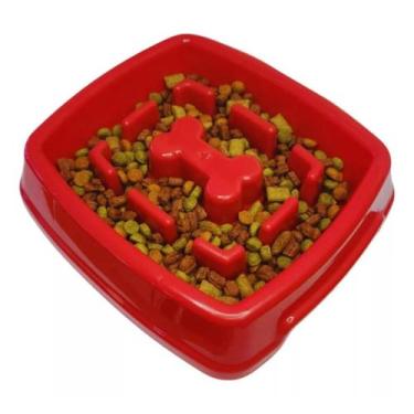 Imagem de Comedouro Lento Caes Pet Cachorro Pote Ração Educativo 650ml - Menplas