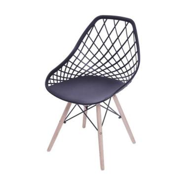 Imagem de Cadeira Boxbit Kaila Polipropileno Preta Base Madeira, PRETA