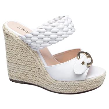 Imagem de Sandália Feminina Anabela Trançada - Torricella Cor:Branco;Tamanho:34